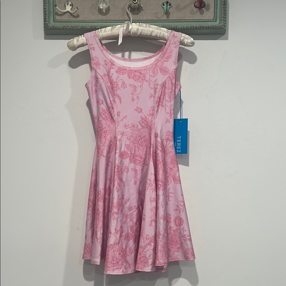 Terez Pink Victorian porcelain floral fit Flare Sleeveless Dress new 14 girl kid - Picture 1 of 6